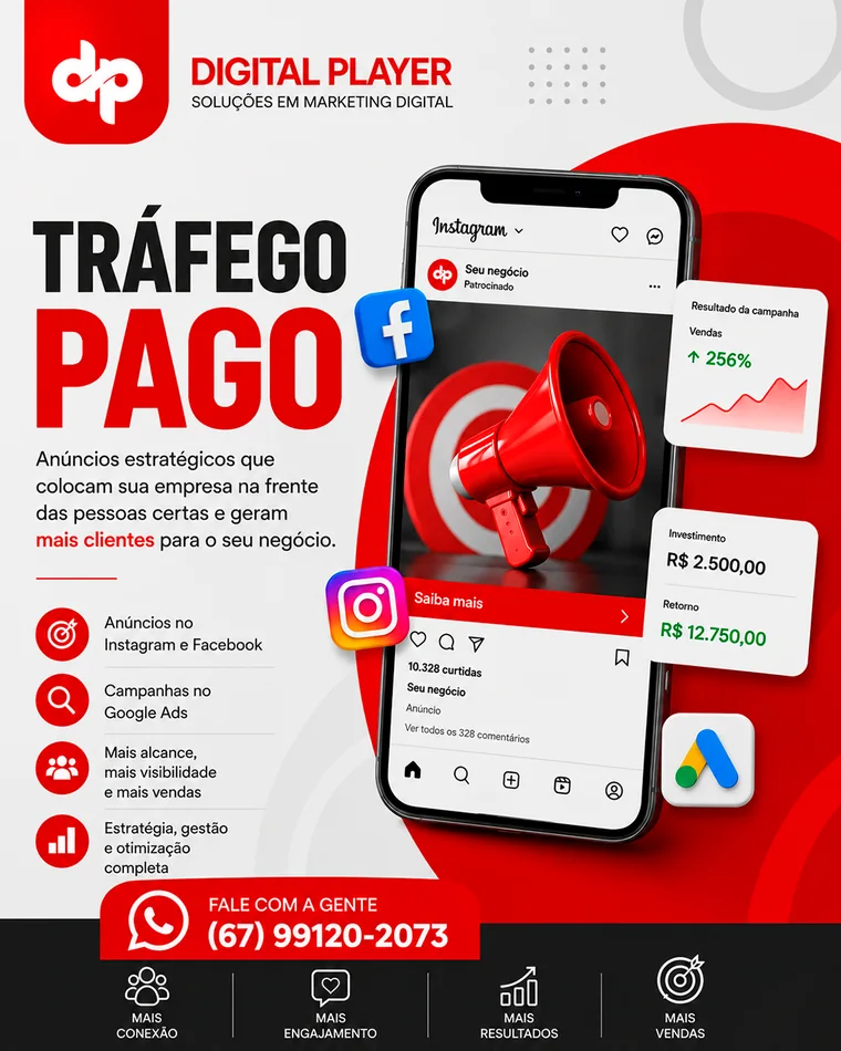 Exemplo de arte de tráfego pago criada pela Digital Player