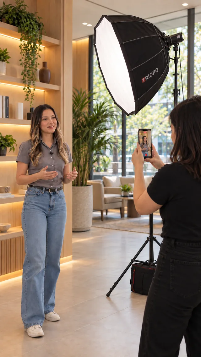 Gravação de Reels com apresentadora