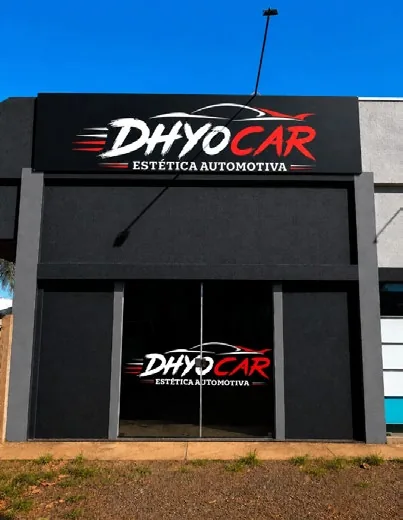 Aplicação do logotipo na fachada, Dhyo Car