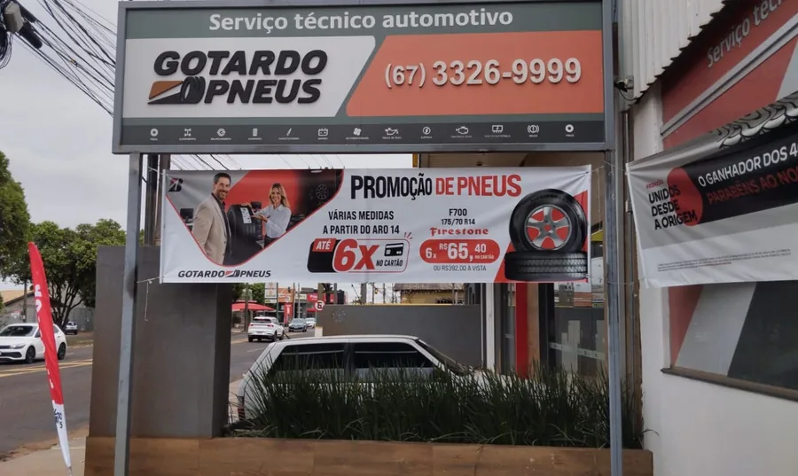 Comunicação visual na fachada, Gotardo Pneus