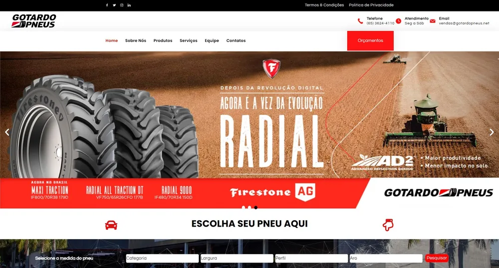 Página de pneus agrícolas, Gotardo Pneus